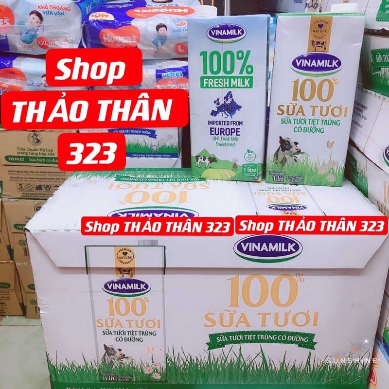 Sữa Tươi 100% Vinamilk Tiệt Trùng 1Lít Có Đường / Không Đường/ Ít Đường