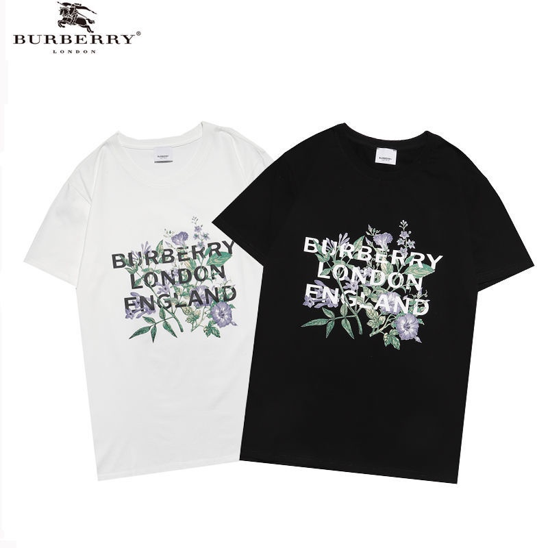 Burberry Summer New Loose Cool Street Phong cách Graffiti English Bbr In Áo phông nam Vòng thường