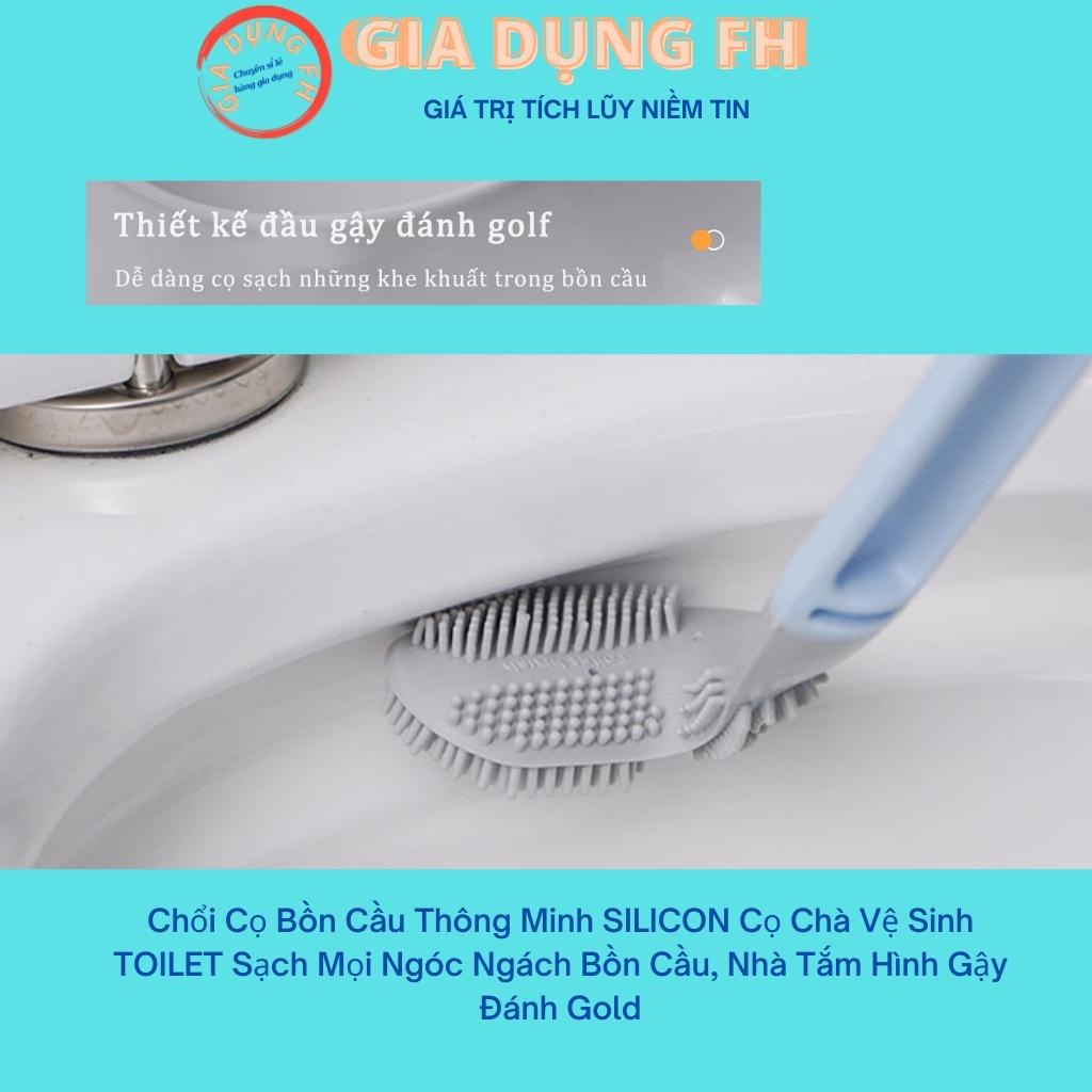 Chổi Cọ Bồn Cầu Thông Minh SILICON Cọ Chà Vệ Sinh TOILET Sạch Mọi Ngóc Ngách Bồn Cầu, Nhà Tắm Hình Gậy Đánh Gold