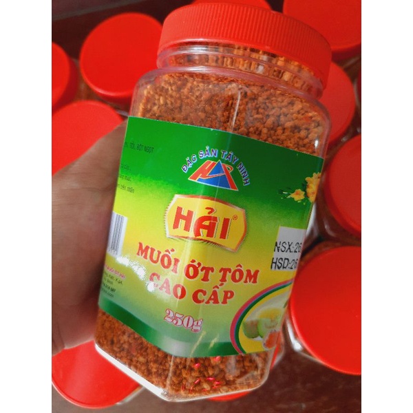 (Hũ 250g) Muối ớt tôm cao cấp (muối Hải Tây Ninh) cay ngon đậm đà