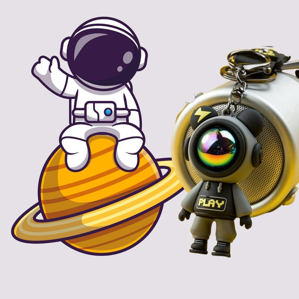 Móc chìa khoá cute phi hành gia SIDOTECH móc đôi anime dễ thương dây ca su cho xe máy ô tô