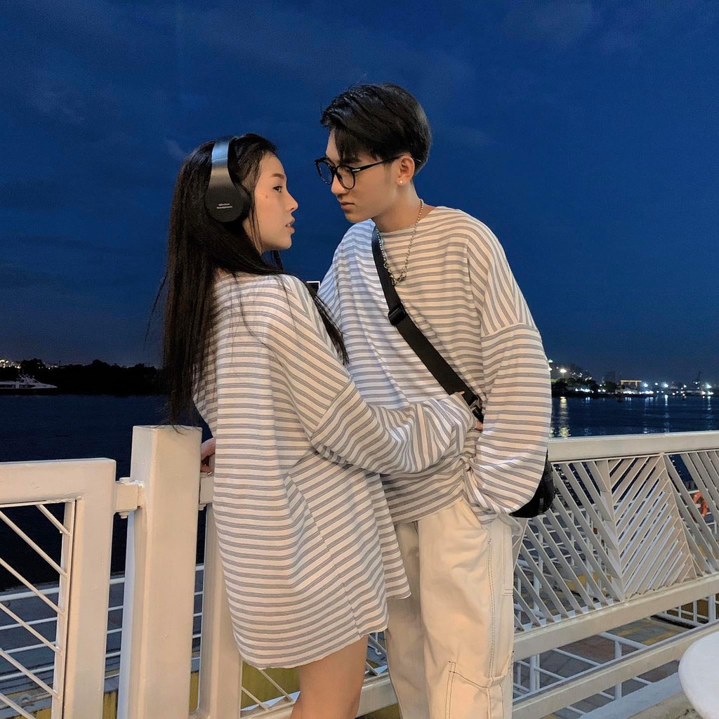 Áo ZOMBIE® Oversize Striped Sweater In W/Blue