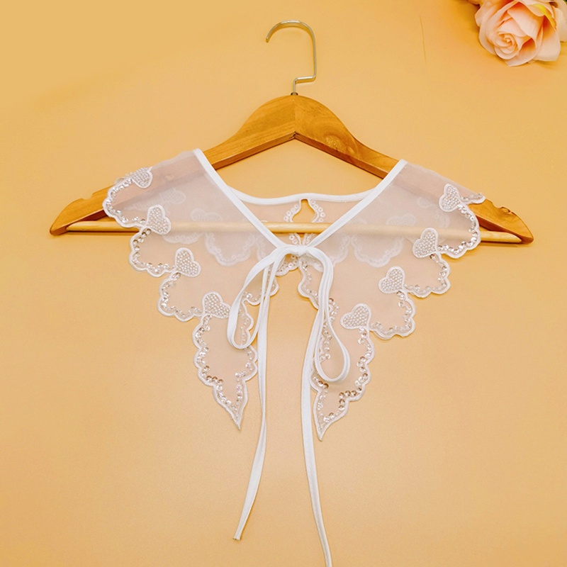 Khăn Choàng Cổ Thêu Họa Tiết Trái Tim Đính Hạt Sequin Dễ Thương Thời Trang Cho Nữ