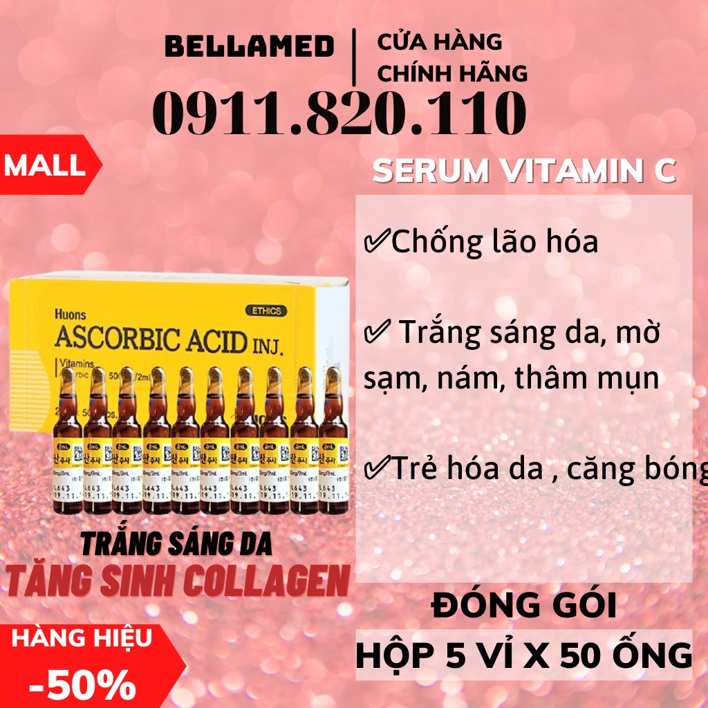 Serum vitamin c huons căng bóng da mặt 2ml Hàn Quốc - 1 vỉ 10 ống
