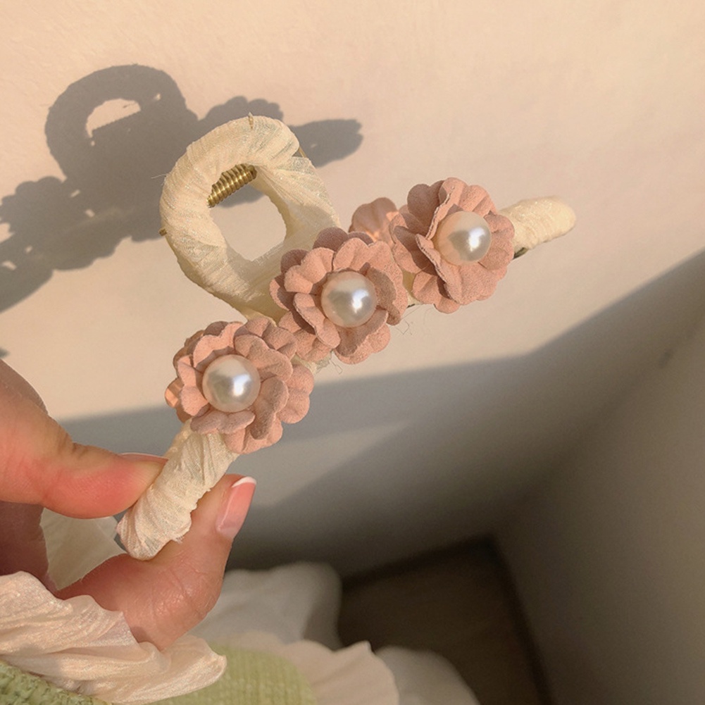 Kẹp Tóc Hình Hoa/Cá Mập Đính Ngọc Trai Hồng Thời Trang Dễ Phối Đồ Cho Nữ