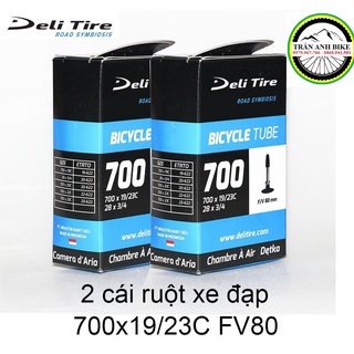 Cặp 2 cái ruột xe đạp deli tire 700x19-23c 80mm van pháp - van xe đạp