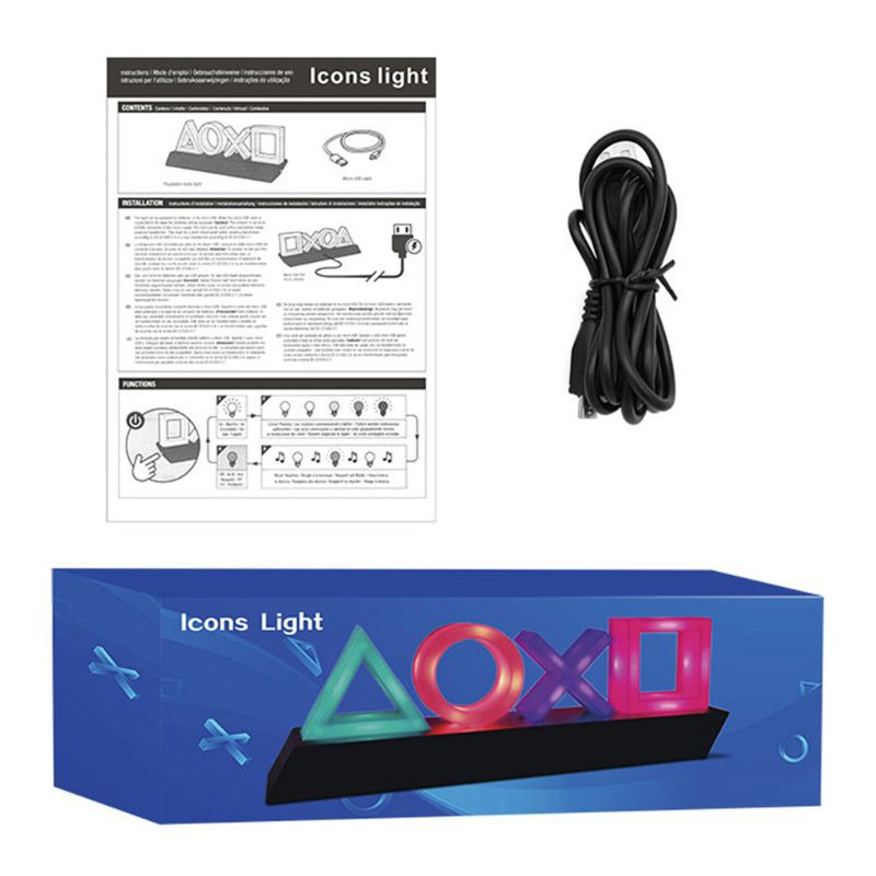 Đèn Biểu Tượng Trò Chơi PLAYSTATION Điều Khiển Bằng Giọng Nói Trang Trí Nhà Độc Đáo