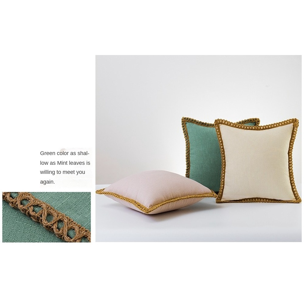 Vỏ Gối Sofa Vải Lanh Cotton Hình Vuông Màu Trơn Có Khóa Kéo Kích Thước 45X45Cm Trang Trí Nhà Cửa