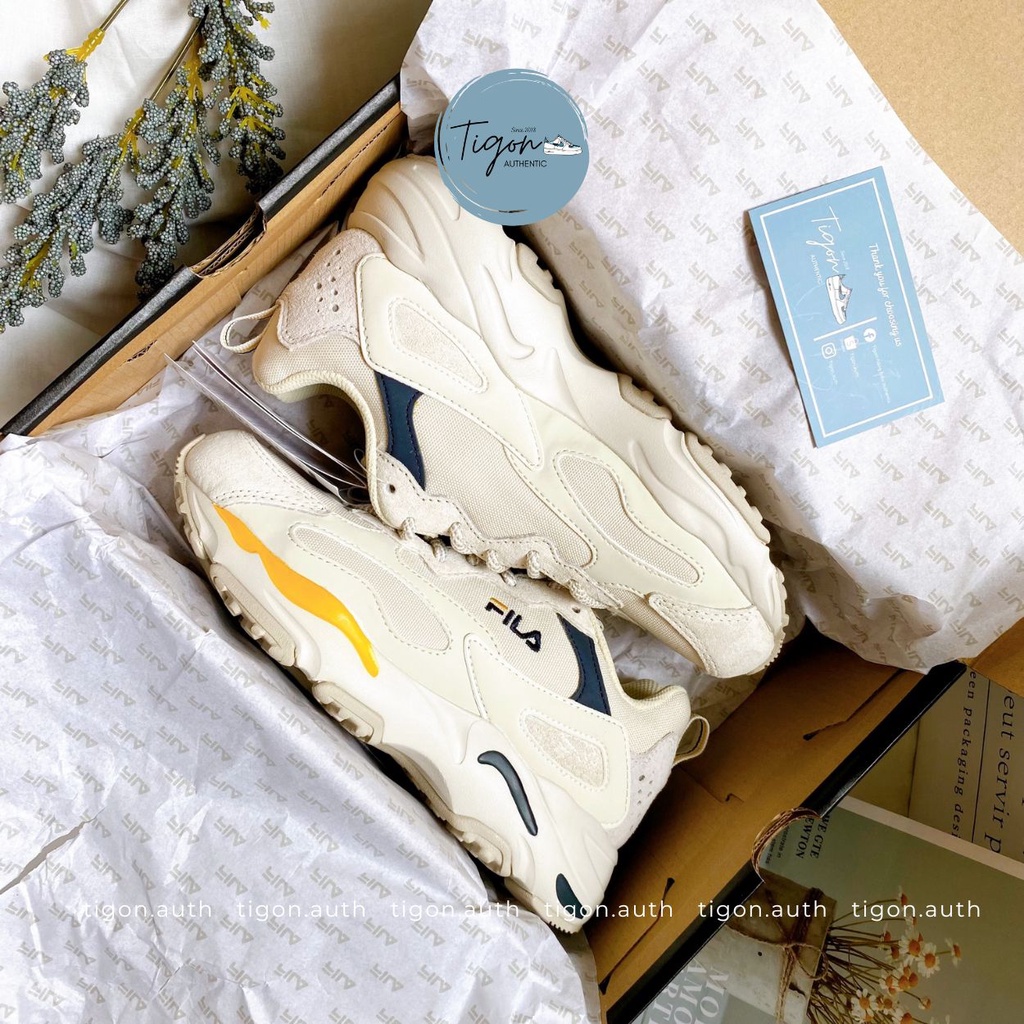 Giày thể thao chính hãng,  Giày thể thao nữ Fila Ray Tracer White Blue Yellow  Tigon.auth