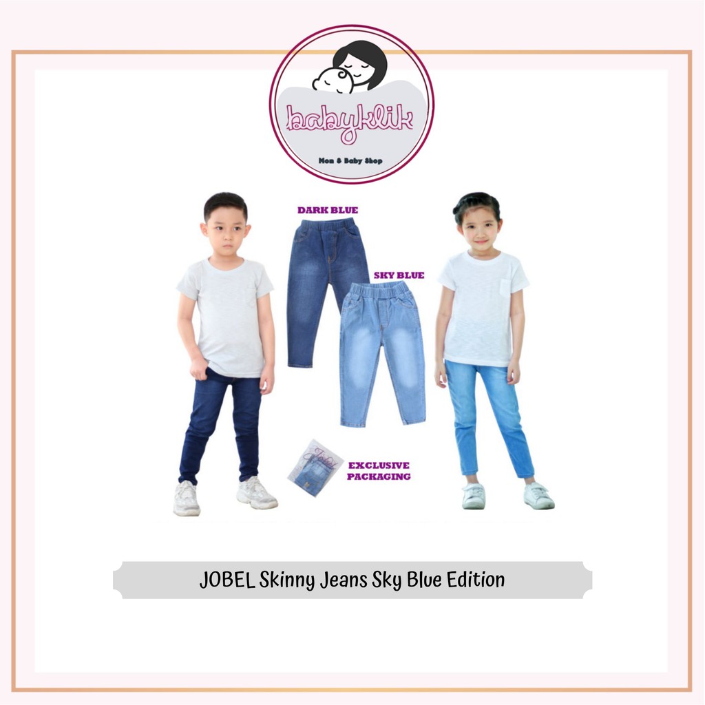 Quần Jean Dài Ôm Dáng Màu Xanh Da Trời Thời Trang Unisex Cho Bé Jobel 2