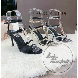 Giày Sandal Cao Gót Nhọn 9cm Quai 3 Dây Ngang Mảnh YsI - LG016250B