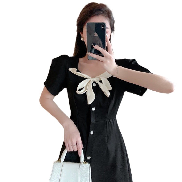 Đầm dáng dài Perty phối nơ thời trang mùa hè Hàn Quốc dành cho nữ