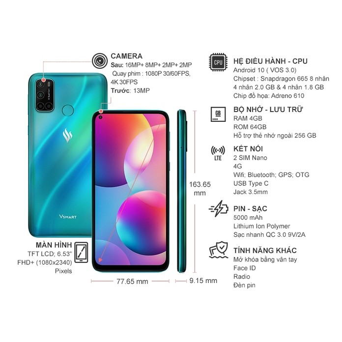 [NGUYÊN SEAL] Điện thoại Vsmart Joy 4 (6GB/64GB)  - Hàng Chính Hãng | BigBuy360 - bigbuy360.vn