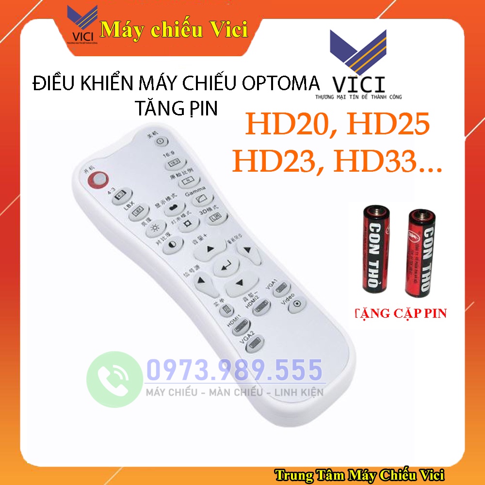 Điều Khiển Máy Chiếu Optoma HD20, HD23, HD25, HD33,... Tặng Pin Kèm Theo, Bảo Hành 3 Tháng Sản Phẩm