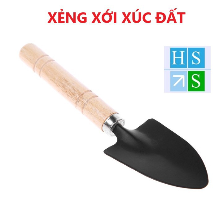 Bộ 03 Dụng cụ làm vườn mini cán gỗ (Xẻng + Bay + Cào đất) dùng đa năng trồng rau trồng hoa chăm cây cảnh tiện lợi