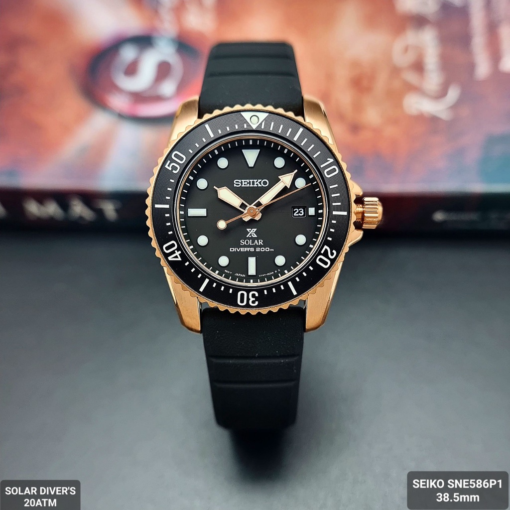 Đồng Hồ Nam Seiko Diver's 200M SNE586P1 Solar Dây Casu Non Vỏ Rose Sapphire