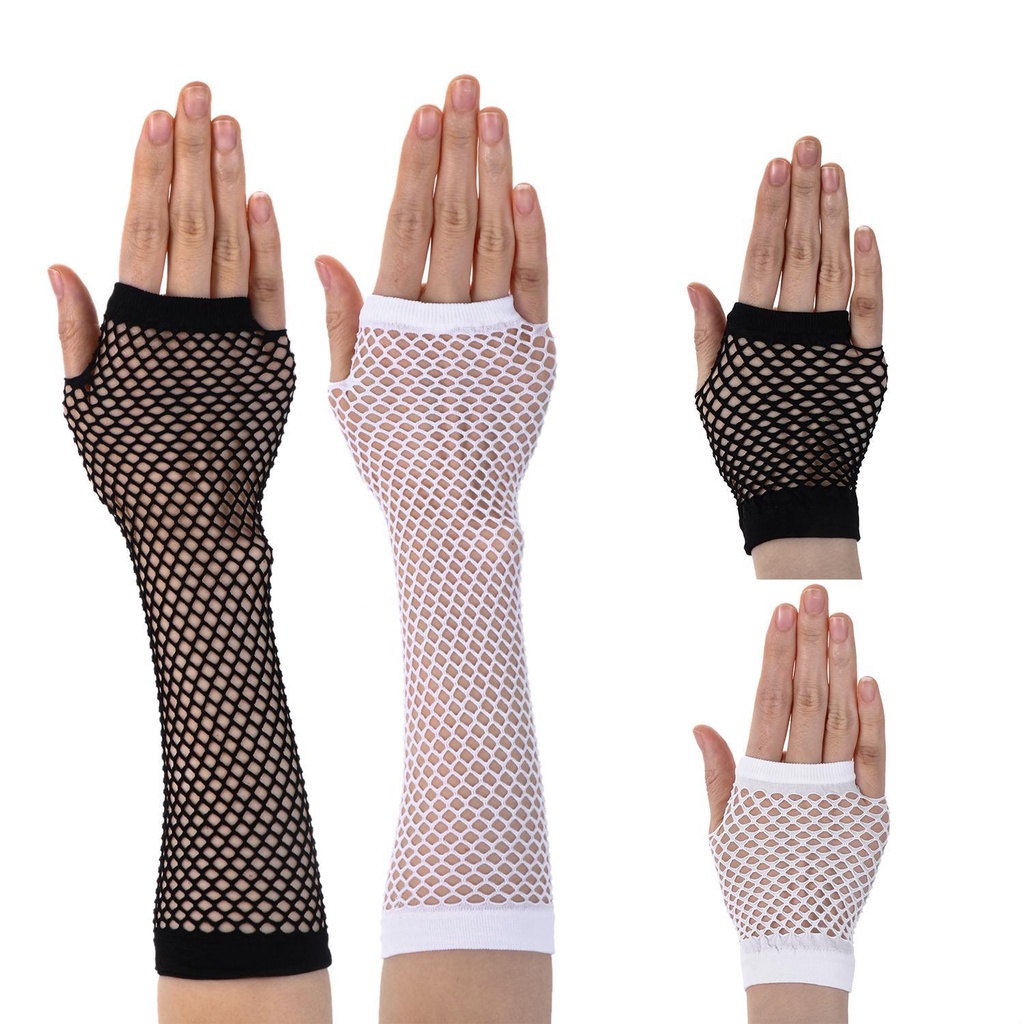 Găng Tay Lưới Hở Ngón Màu Sắc Xanh Da Trời