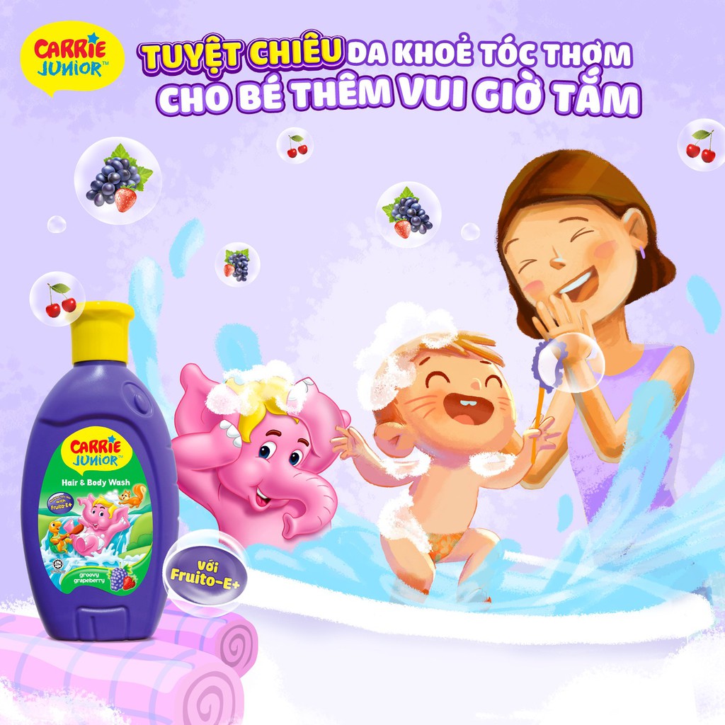 SỮA TẮM GỘI TRẺ EM 2 IN 1CARRIE JUNIOR CHAI 280g