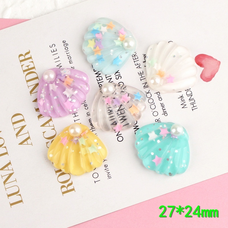 Set 10 phụ kiện trang trí ốp điện thoại hình vỏ sò