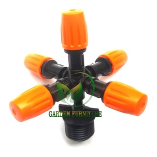 phun sương 5 cánh - vòi tưới phun sương 5 cánh mầu cam chân ren 21