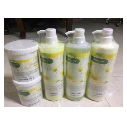 (Freeship  Extra ) Bộ 4 lọ chăm sóc da hoa cúc chuyên dùng cho spa cao cấp