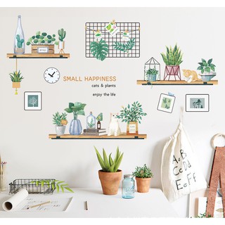 Decal dán tường Kệ gỗ trang trí