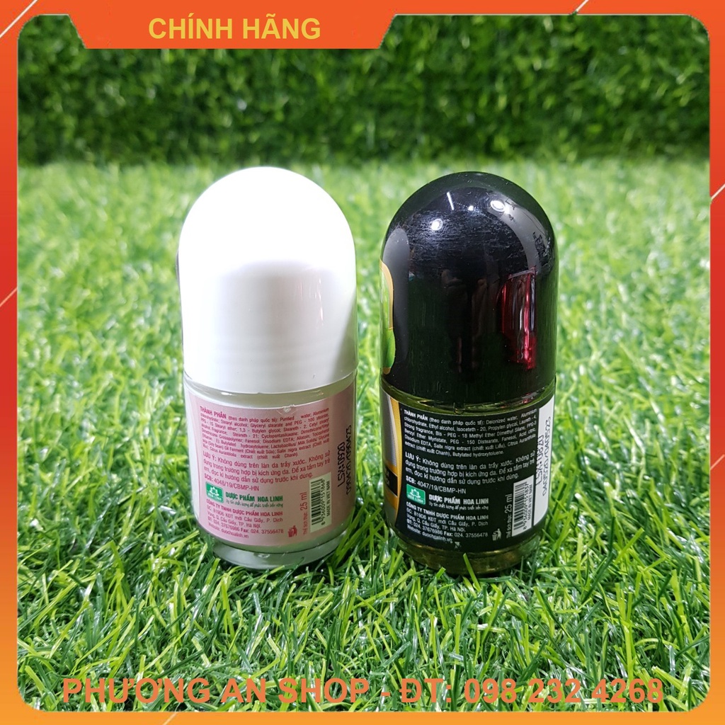 Combo 2 lọ Lăn khử mùi Zuchi thảo dược Hoa Linh nam - nữ lọ 25ml