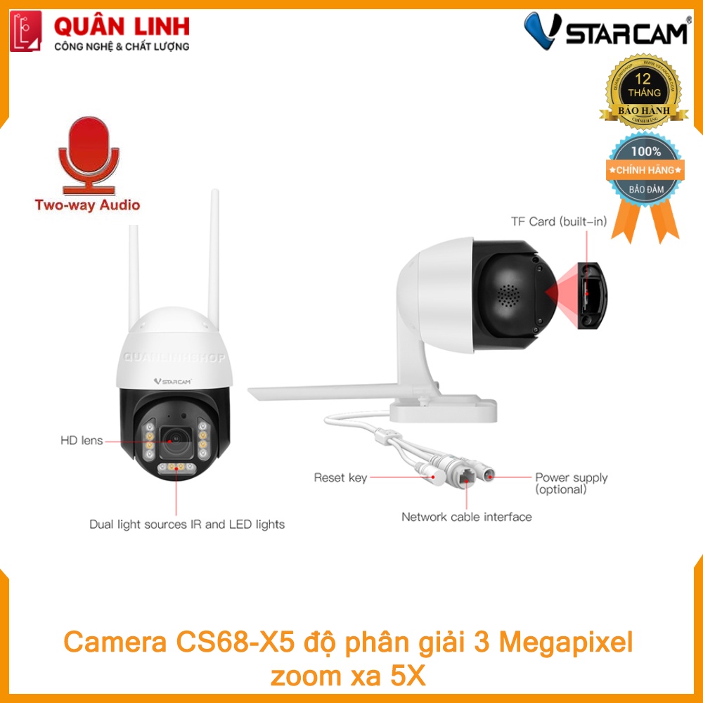 Camera ngoài trời Vstarcam CS68 - X5 Full HD 1080P , zoom xa 5X, bảo hành 12 tháng