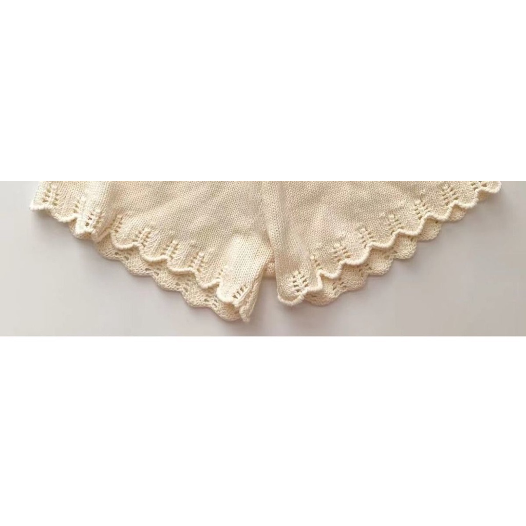 Set Đồ Mùa Hè 48 Giờ Gồm Áo Hai Dây + Quần Ngắn Dệt Kim Phong Cách Mori Hàn Quốc Cho Bé Gái