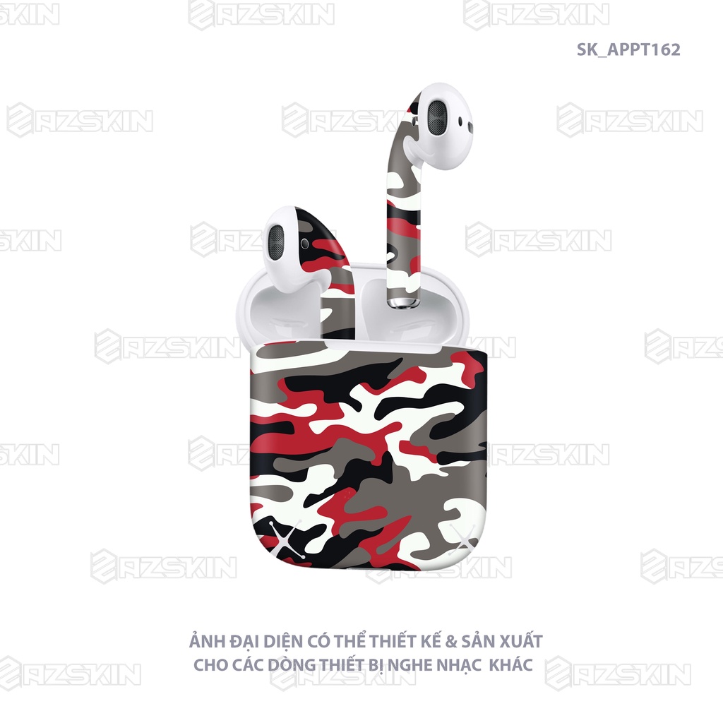 Dán Skin Hình Airpod 1/2/Pro Thiết Kế Camo Đỏ Đen |SK_APPT162| Chất Liệu PVC Chống Nước, Bền Màu, Cắt Sẵn Khuôn