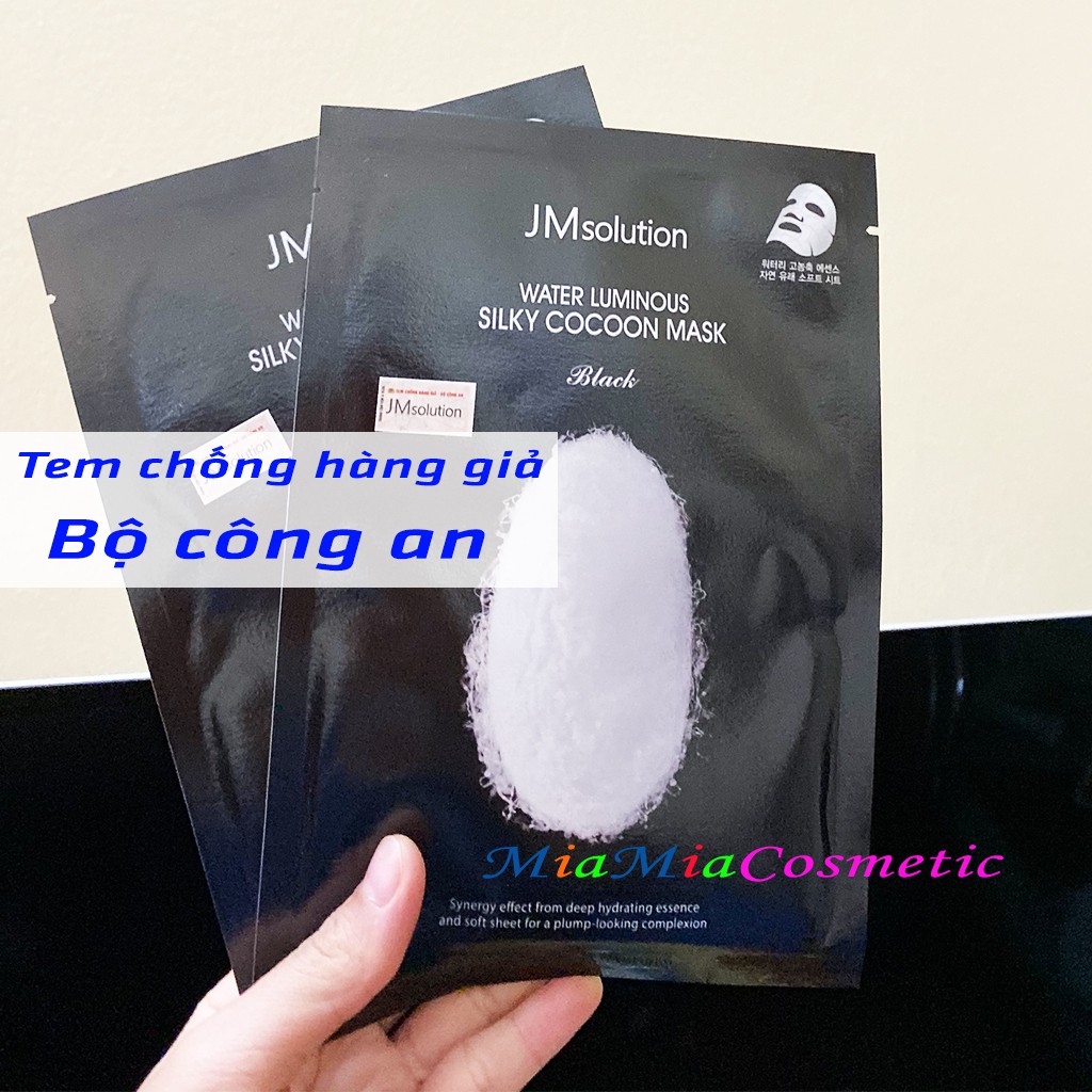 Mặt Nạ Tơ Tằm (miếng lẻ) JM Solution Water Luminuos Silky Cocoon Mask Black Dưỡng Trắng Mịn Màng Cấp Ẩm Căng Bóng