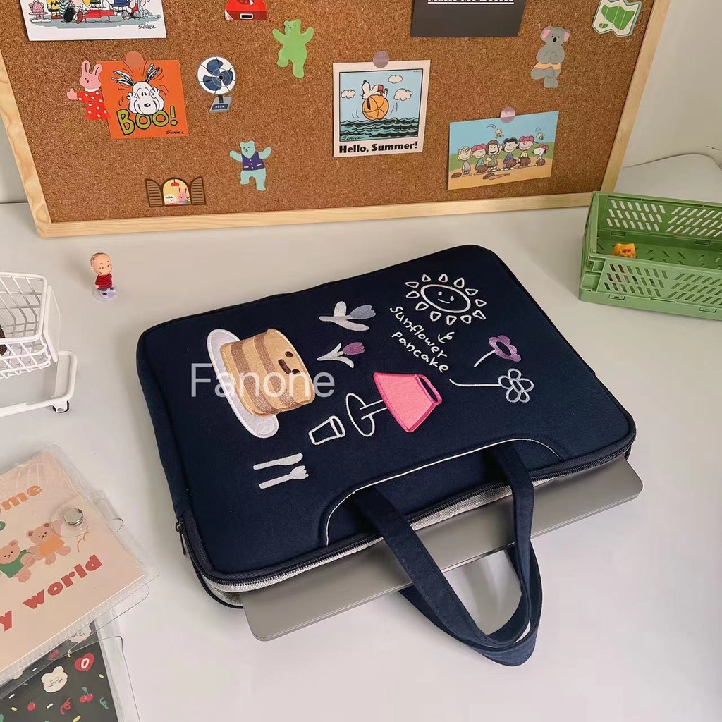 Túi đựng laptop chống sốc thêu họa tiết dễ thương kích thước 13.3 14 15.6 inch