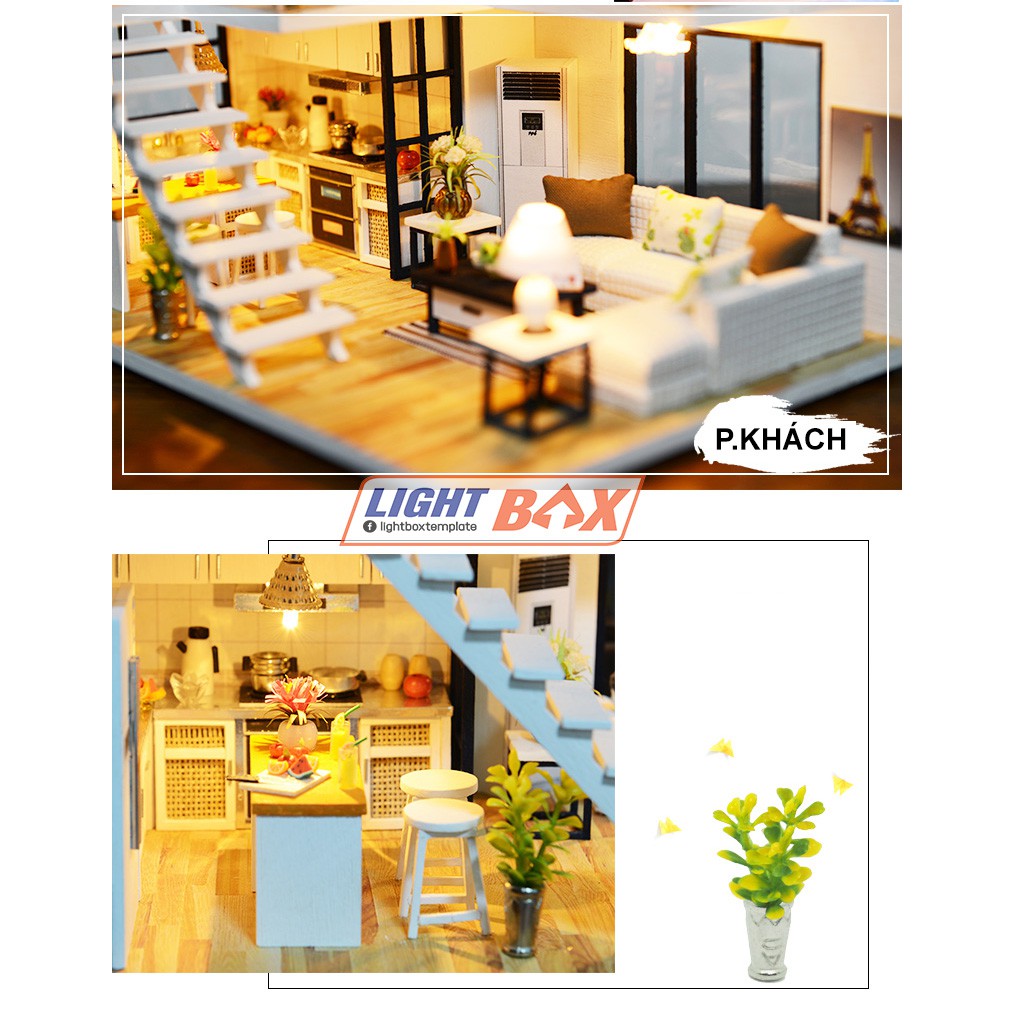 Nhà búp bê Tự làm bằng gỗ  Tặng KHUNG BẢO VỆ + DỤNG CỤ