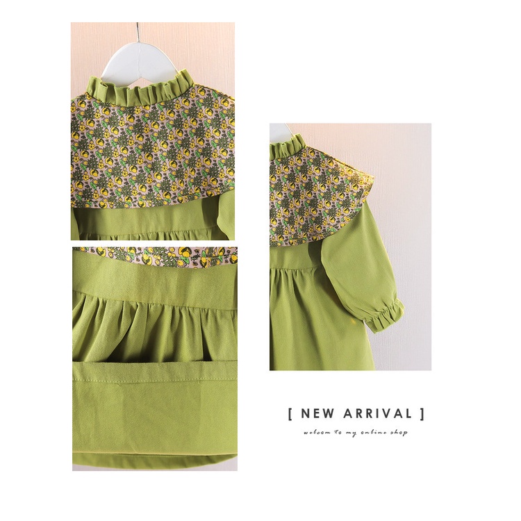 Đầm cho bé gái SMUMKIDS, Dán chữ A vải cotton, váy bé gái từ 1 tuổi