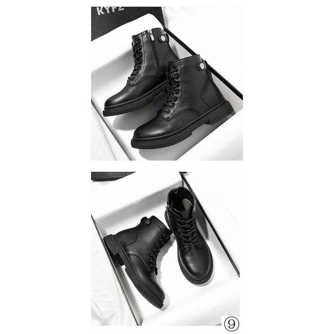 Giày Bốt Martin Lót Lông Cừu Dày Dặn Màu Đen Phong Cách Anh Quốc Thời Trang Thu Đông 2022 Cho Nữ