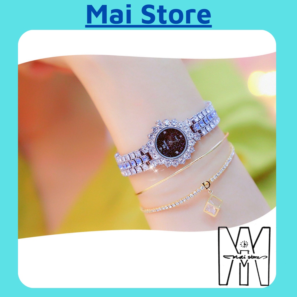 Đồng hồ nữ đeo tay chính hãng BEE SISTER, mặt và dây đính đá cao cấp,chống nước tốt, măt kính cường lực chống trầy xước.