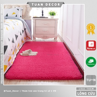 Thảm trải sàn lông cừu màu hồng đậm1m6x1m hàng cao cấp siêu dày và êm