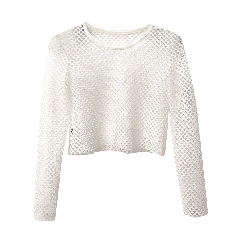 Áo Croptop Lưới Tay Dài Trễ Vai Xuyên Thấu 10MK Thời Trang Mùa Hè Quyến Rũ Cho Nữ