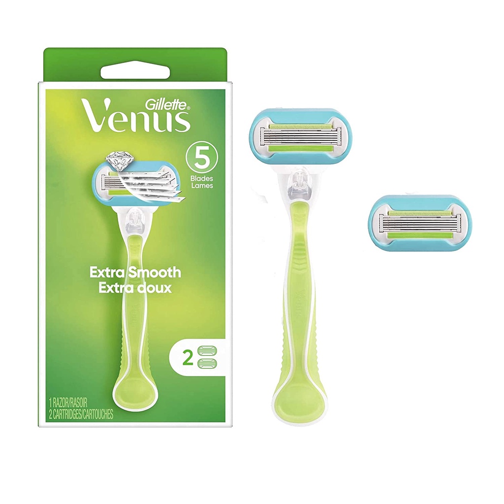 BILL ÚC  Bộ dạo cạo nữ cao cấp 5 lưỡi 1 cán + 2 đầu dao  Gillette Venus Extra Smooth  Hàng chuẩn Chemist