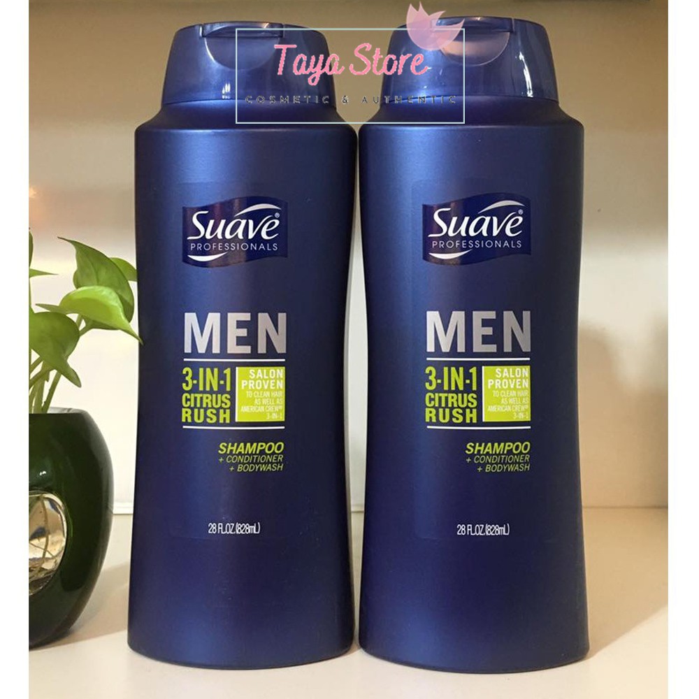 Sữa tắm nam và gội xả Suave Men 3in1 828ml USA