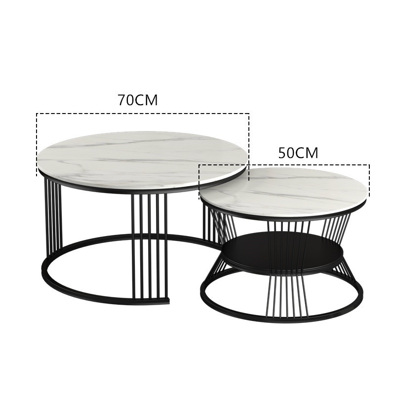 Bộ bàn trà FUNHOUSE khung sắt sơn tĩnh điện, chống rỉ, mặt đá cẩm thạch phủ Melamin chống xước