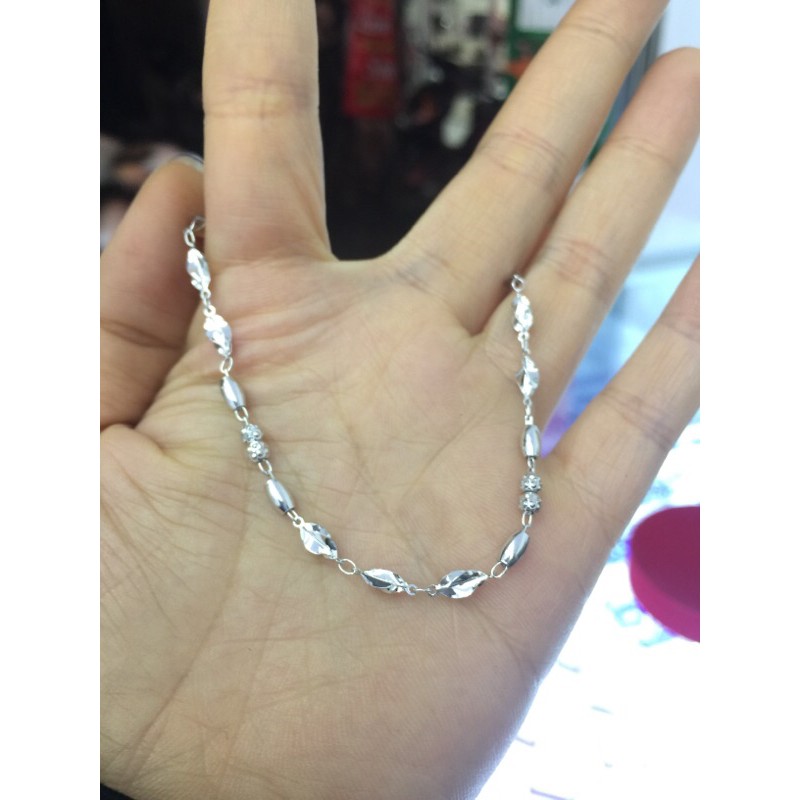 Lắc tay bi phối xoắn bạc thật mạ vàng trắng