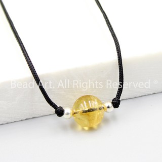Dây Chuyền (Vòng Cổ) Đá T. Anh Màu Vàng 8MM, Trang Sức Phong Thuỷ, Chuỗi Hạt, Mệnh Thổ, Kim S50 - Bead Art