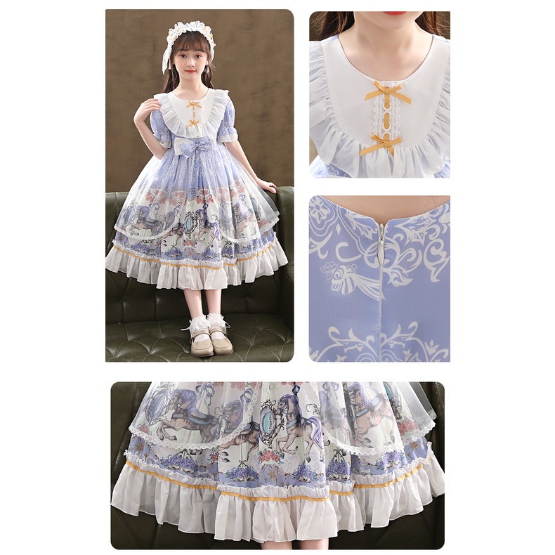 Đầm công chúa lolita IQ Angel tay ngắn thời trang mùa hè cho bé