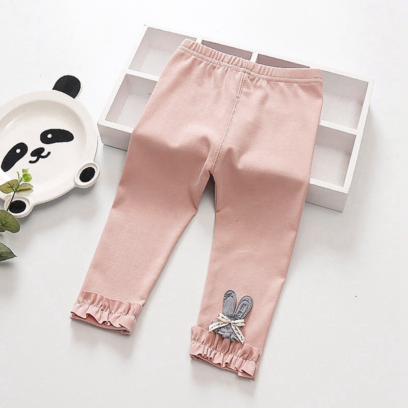 Quần Legging Co Giãn In Họa Tiết Thỏ Dễ Thương Cho Bé Gái