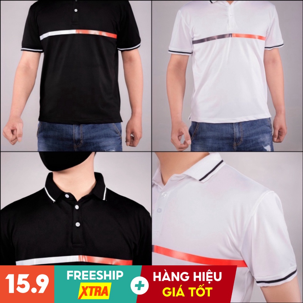 Áo Polo Nam Phối Màu Ngang Ngực Vải Cá Sấu Chất Cotton Hàng Cao Cấp
