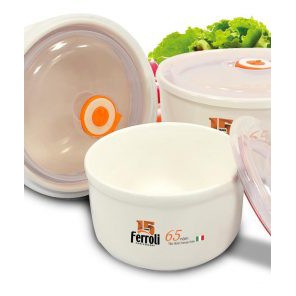 Bộ tô, chén, bát sứ cao cấp Ferroli nắp hút chân không tiện dụng dùng an toàn tuyệt đối trong lò vi sóng.