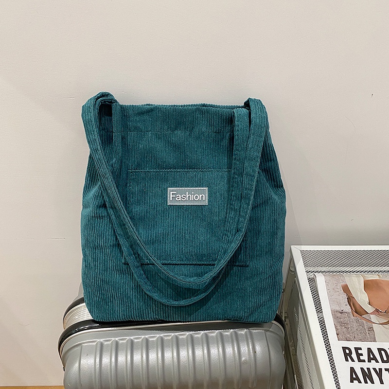 Túi tote vải nhung mềm sức chứa lớn phong cách phương Tây cho nữ