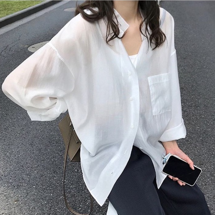 Áo Khoác Sơ Mi Mỏng Chống Nắng Dáng Rộng Thời Trang Mùa Hè Cho Nữ