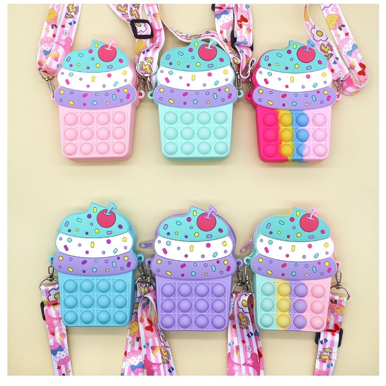 Túi Pop It giảm căng thẳng stress hiệu quả, Pop it túi mini đeo chéo siêu xinh cho bé bảo hành 12 tháng